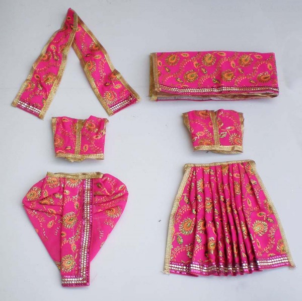Radha Krishna Dress With Embroidery -- Dark Pink